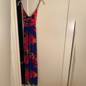 Colorful Maxi Dress Blue, Orange, Pink, Red, sz S by Attention